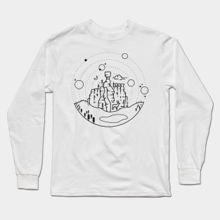 Bryce Canyon - Line Art Black Long Sleeve T-Shirt